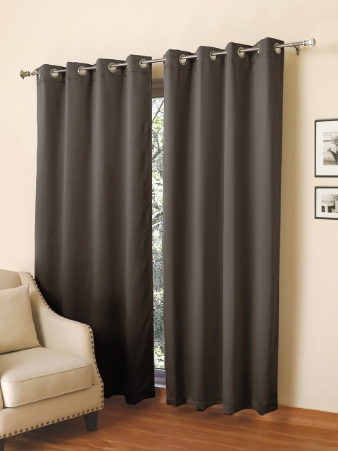 

ROSARA HOME Set Of 2 Taupe Black Out Door Curtains