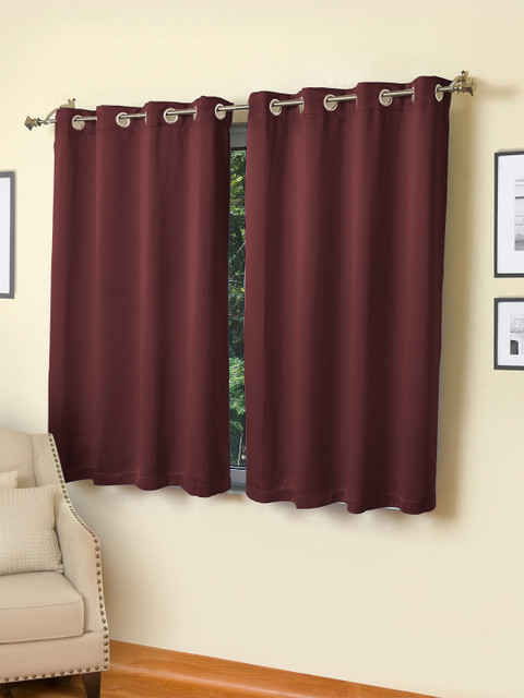 

ROSARA HOME Set of 2 Maroon Black Out Window Curtains