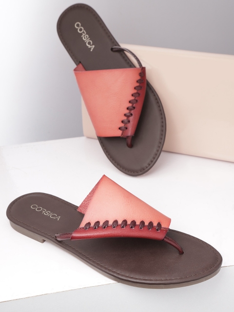 

CORSICA Women Pink & Red Open Toe Flats