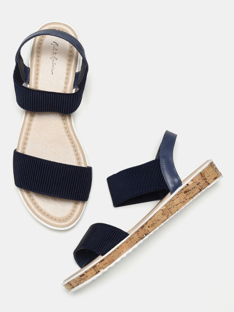 

Mast & Harbour Women Navy Blue Solid Open Toe Flats