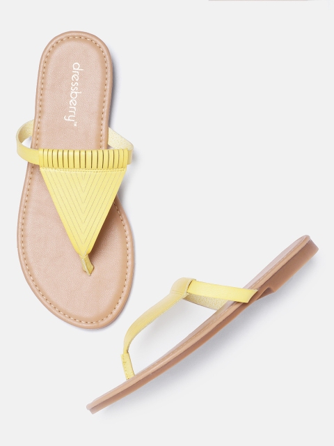 

DressBerry Women Yellow Printed Open Toe Flats