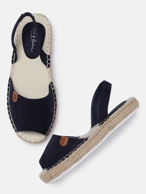 

Mast & Harbour Comfort Women Navy Blue Solid Open Toe Flats