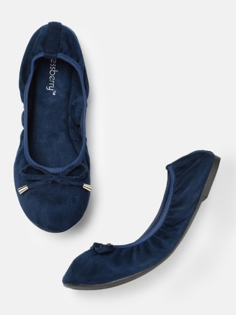 

DressBerry Women Navy Blue Solid Ballerinas