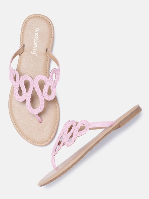 

DressBerry Women Pink Woven Design Open Toe Flats