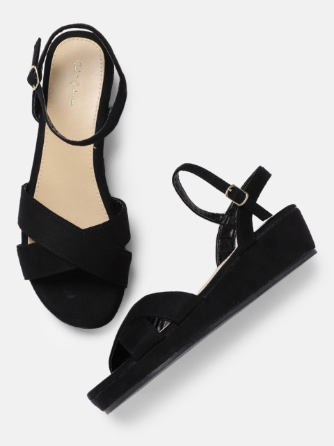 

Mast & Harbour Women Black Solid Wedge Sandals