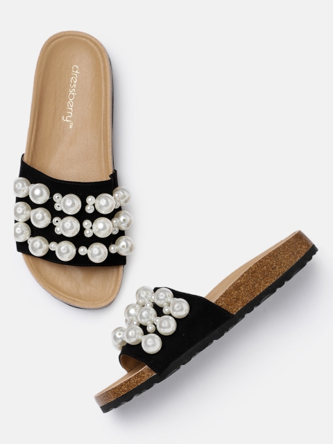 

DressBerry Women Black Embellished Open Toe Flats