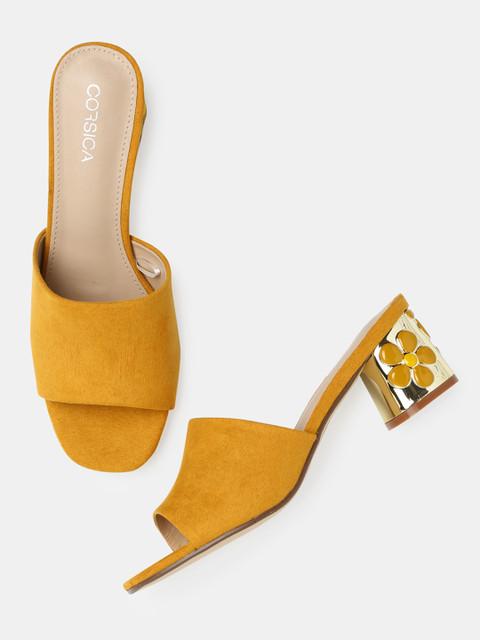 

CORSICA Women Mustard Yellow Solid Heeled Sandals
