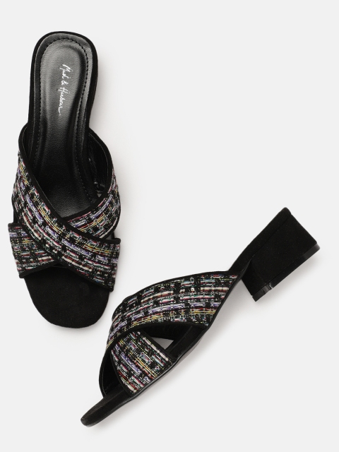 

Mast & Harbour Women Black Woven Design Heels