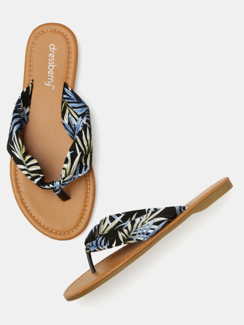 

DressBerry Women Black Printed Open Toe Flats