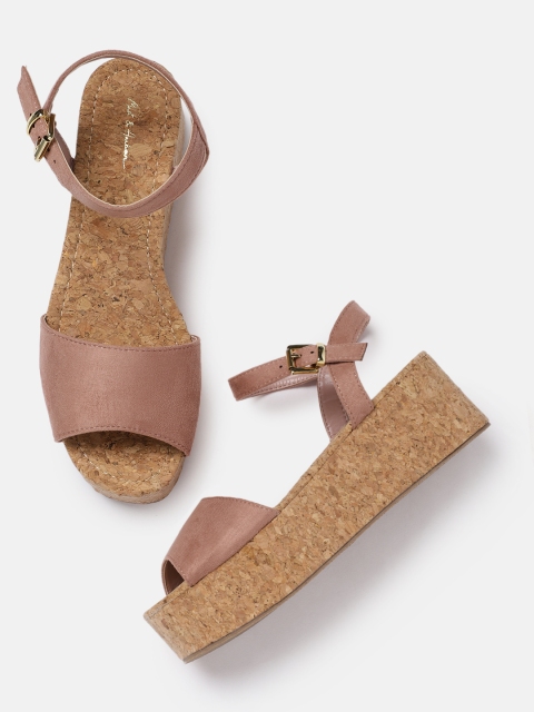 

Mast & Harbour Women Pink Solid Flatform Sandals