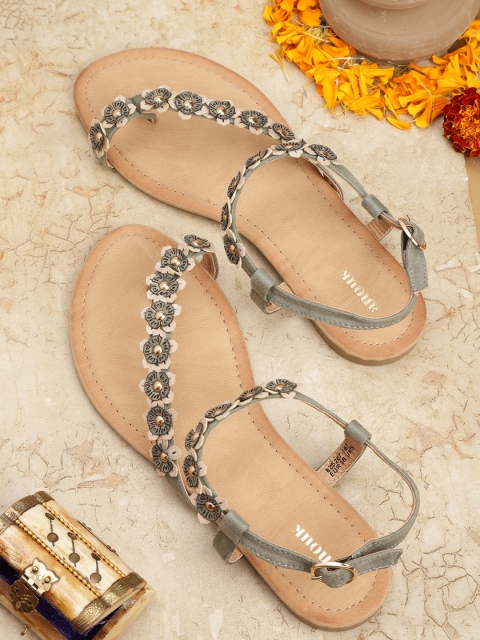 

Anouk Women Green Solid Open Toe Flats