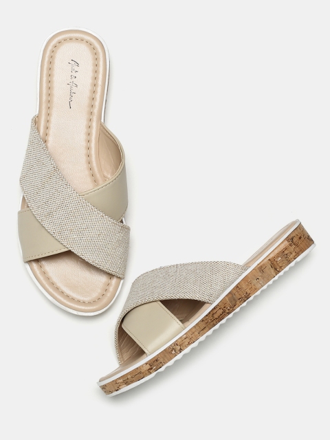 

Mast & Harbour Women Beige Solid Open Toe Flats