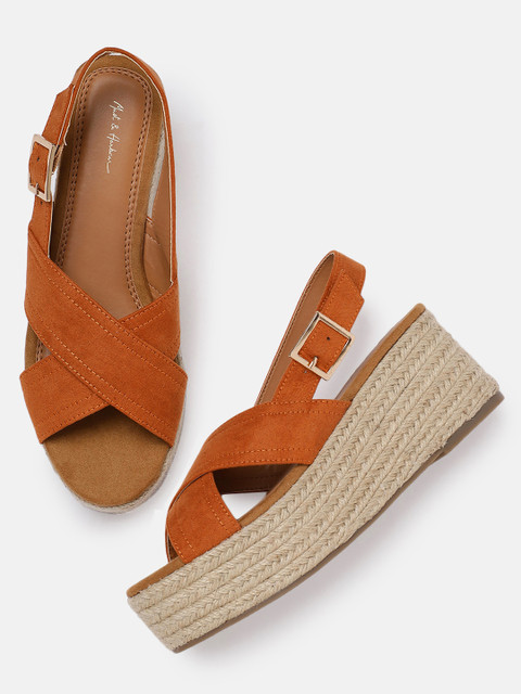 

Mast & Harbour Women Orange Solid Sandals
