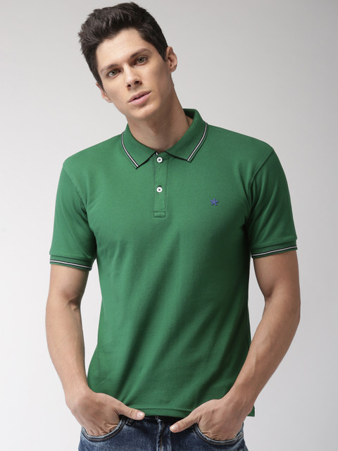 

Celio Men Green Solid Polo Collar T-shirt
