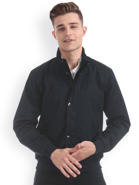 

GANT Men Navy Blue Solid Windcheater Padded Jacket