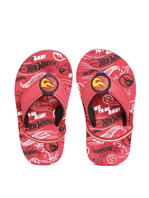 

Hot Wheels Boys Red & Black Printed Thong Flip-Flops