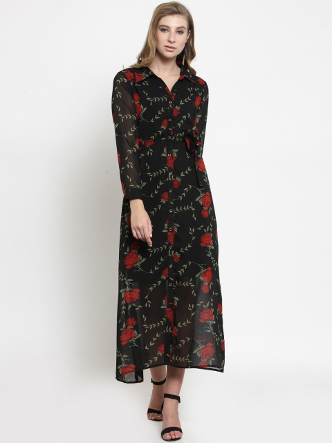 

Color Cocktail Women Black Printed Shirt Dress