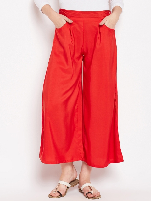 

AASK Women Red Solid Flared Palazzos
