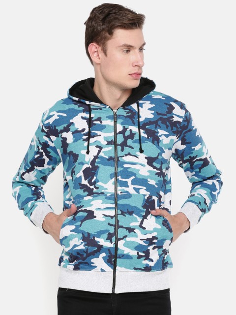 

ARISE Men Blue Printed Hooded Sweatshirt