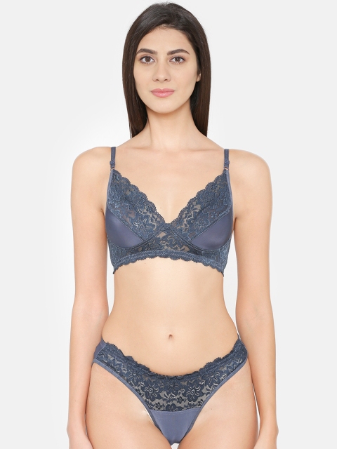 

ABELINO Women Grey Self Design Lingerie Set SET3000GRAY01