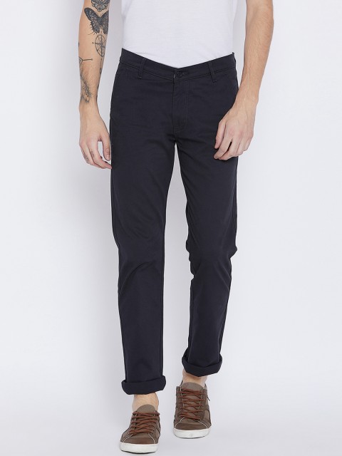 

Duke Men Navy Blue Slim Fit Solid Chinos
