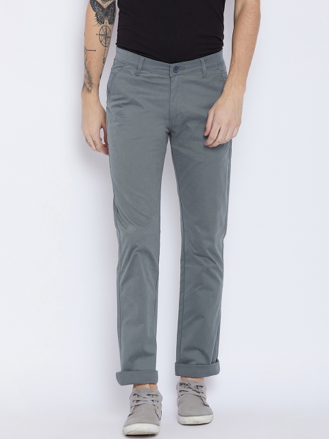 

Duke Men Grey Slim Fit Solid Chinos