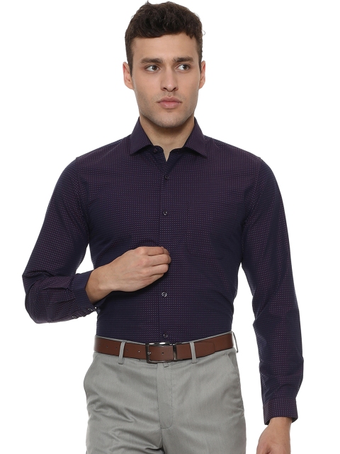 

Peter England Men Purple Slim Fit Printed Formal Shirt