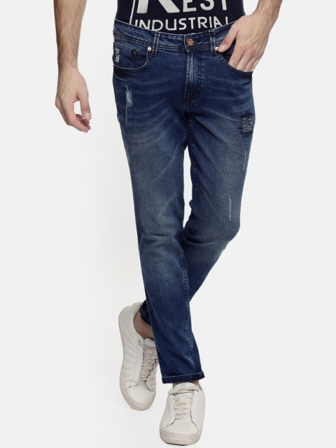 

SF JEANS by Pantaloons Men Blue Skinny Fit Mid-Rise Low Distress Stretchable Jeans