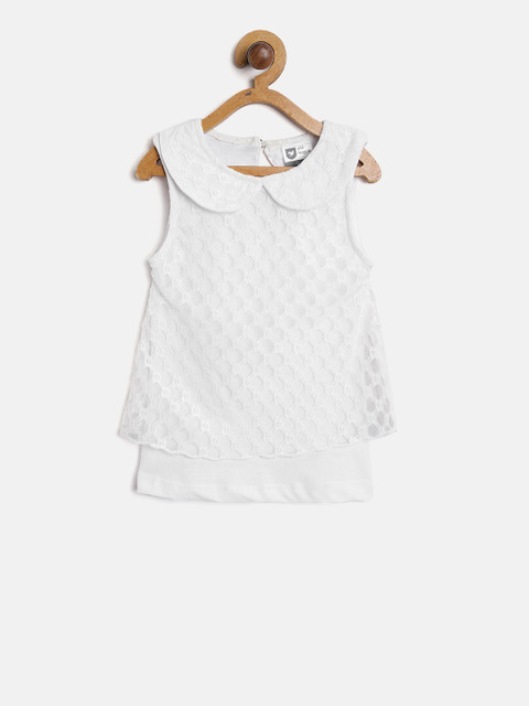

612 league Girls White Lace Top