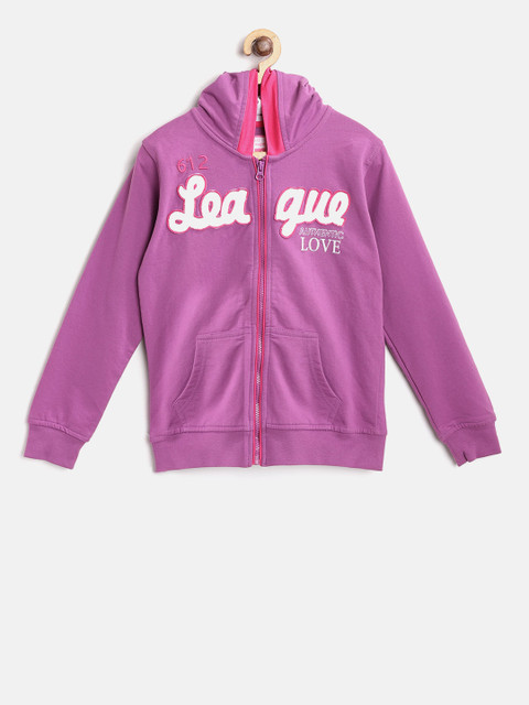 

612 league Girls Purple Applique Hooded Sweatshirt