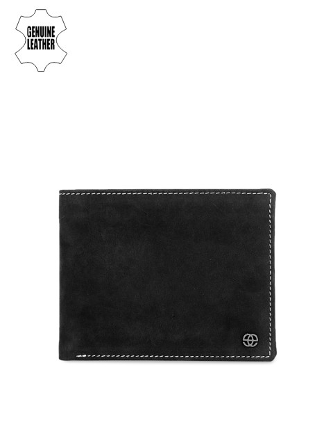 

Eske Men Black Solid Two Fold Leather Wallet