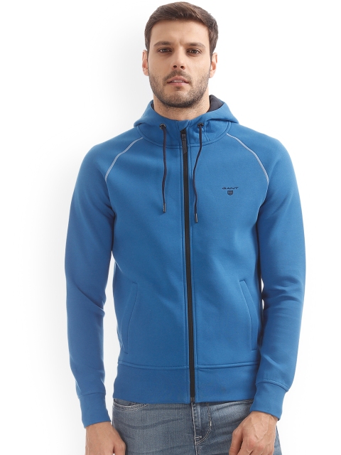 

GANT Men Blue Solid Hooded Sweatshirt