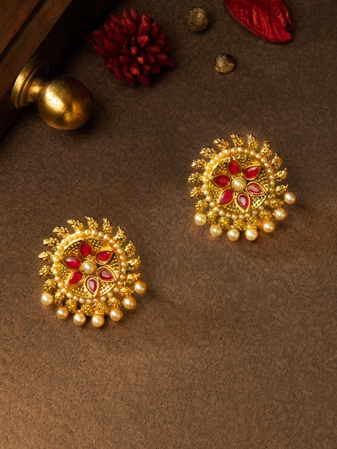 

Rubans Gold-Plated Handcrafted Floral Studs