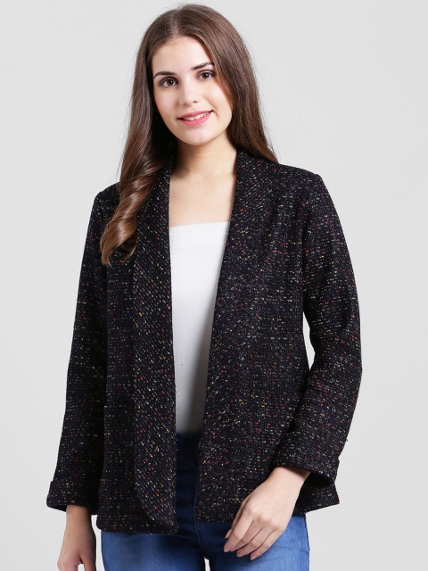 

Zink London Women Black Self Design Open Front Jacket