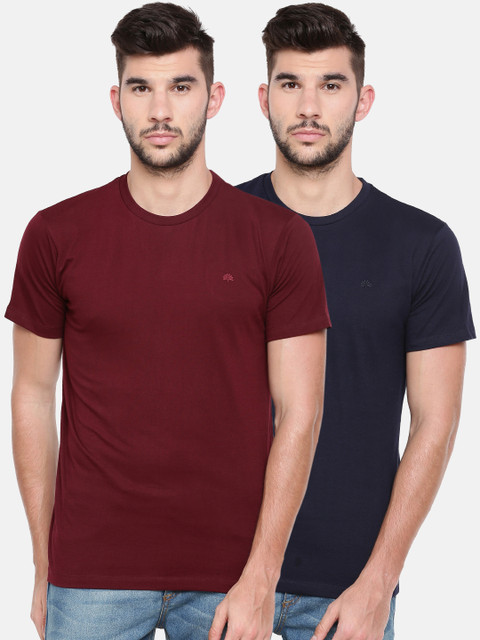 

Chennis Men Pack Of 2 Solid Round Neck T-shirt, Maroon