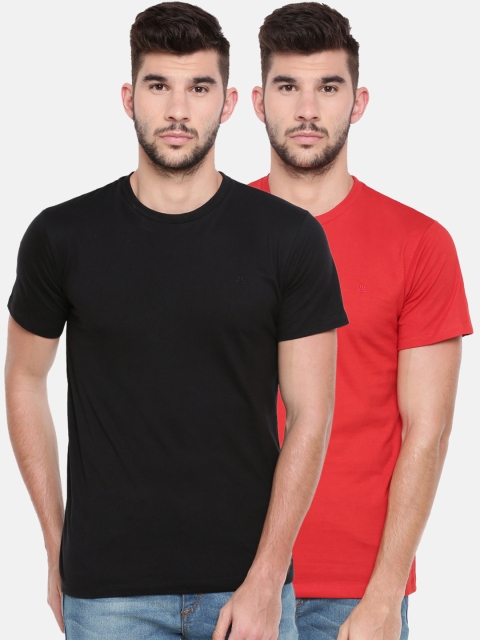 

Chennis Men Pack Of 2 Solid Round Neck T-shirt, Red