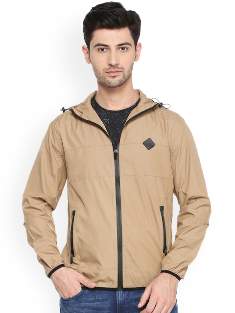

People Men Beige Solid Bomber