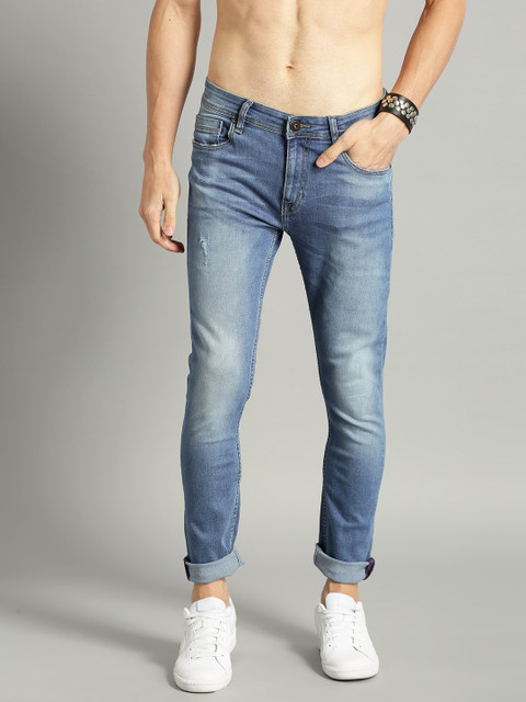 

Roadster Men Blue Skinny Fit Mid-Rise Low Distress Stretchable Jeans