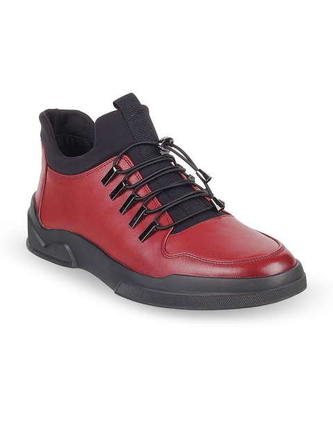 

J.FONTINI Men Maroon Colourblocked Synthetic Mid-Top Sneakers