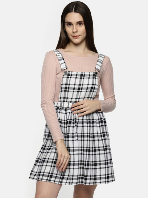 

Honey by Pantaloons Women Black Checked Pinafore Dress