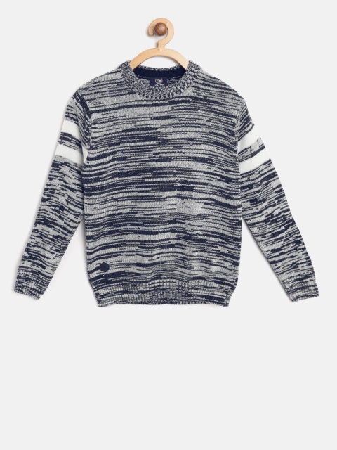 

Duke Boys Navy Blue & Grey Self Design Pullover