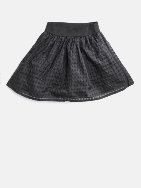 

Gini and Jony Girls Black Self-Checked A-Line Skirt