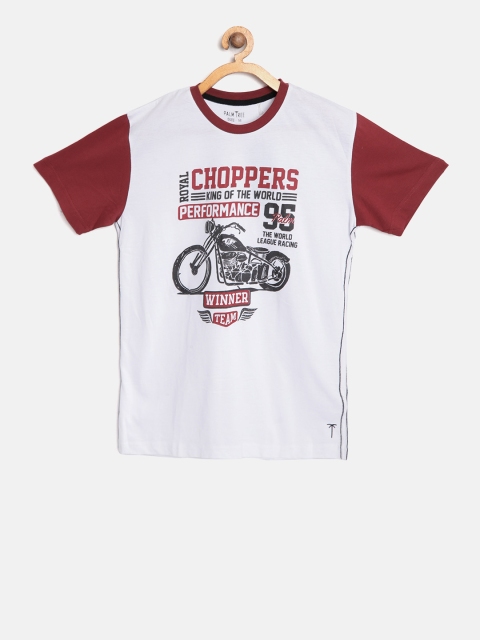 

Palm Tree Boys White Printed Round Neck T-shirt
