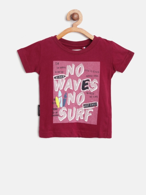 

Gini and Jony Boys Maroon Printed Round Neck T-shirt