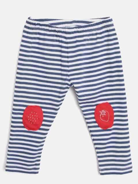 

Gini and Jony Girls Navy Blue & Whited Striped Leggings