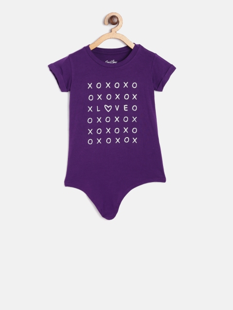 

Gini and Jony Girls Purple Printed Top
