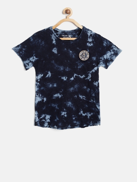 

Gini and Jony Boys Navy Blue Dyed Round Neck T-shirt