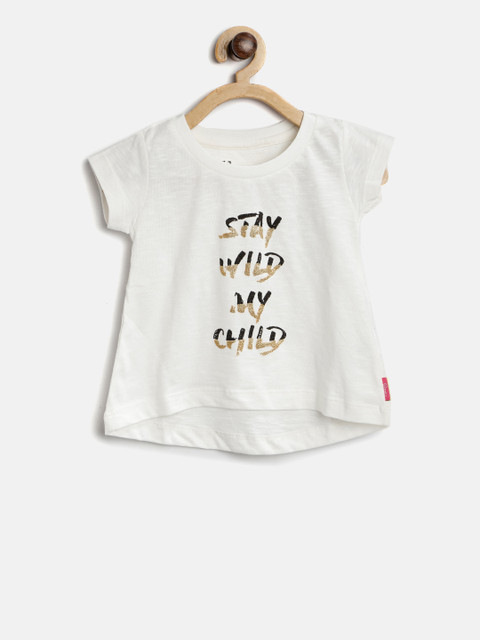 

Gini and Jony Girls White Printed Round Neck T-shirt