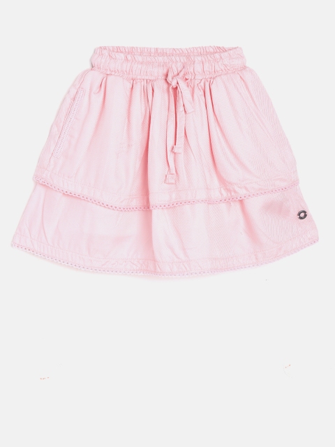 

Gini and Jony Girls Pink Solid Layered A-Line Skirt