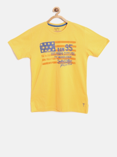 

Palm Tree Boys Yellow Printed Round Neck T-shirt
